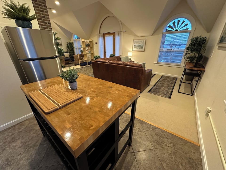 Kitchen Island & Living Area