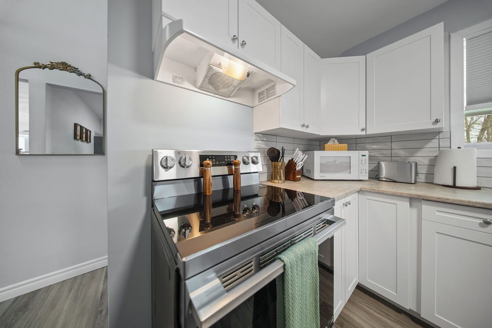 A fresh, updated kitchen with everything you need to cook, snack, and gather.