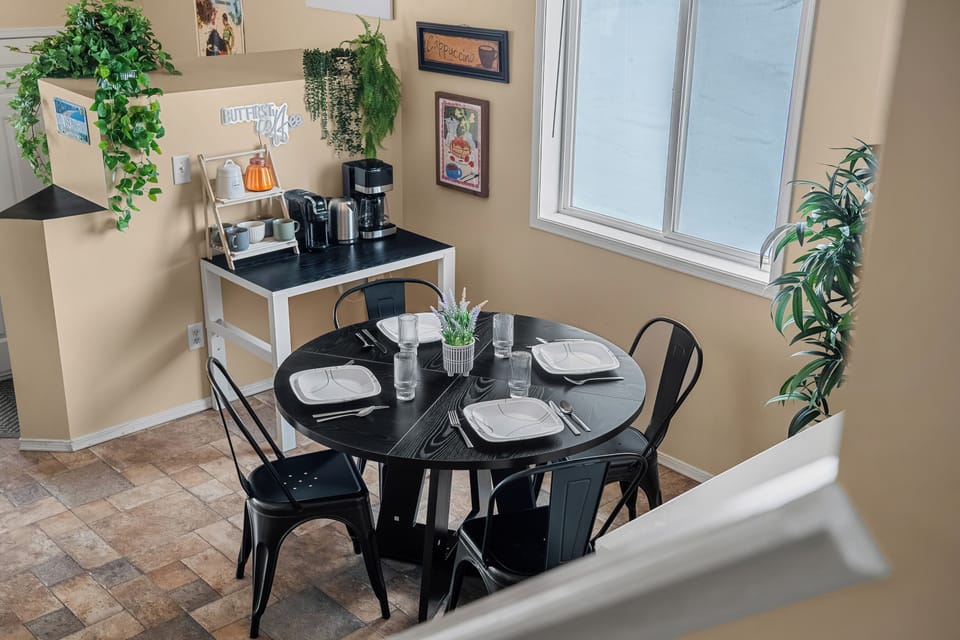 Dining space beside the Nespresso coffee bar for easy mornings.
