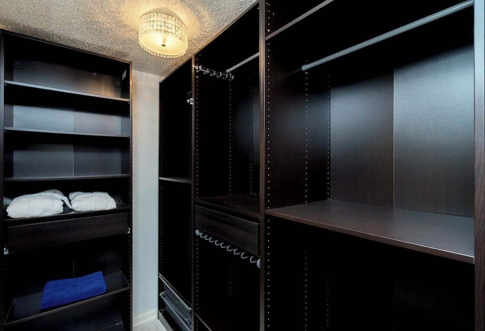 An ample closet next to the bathroom.