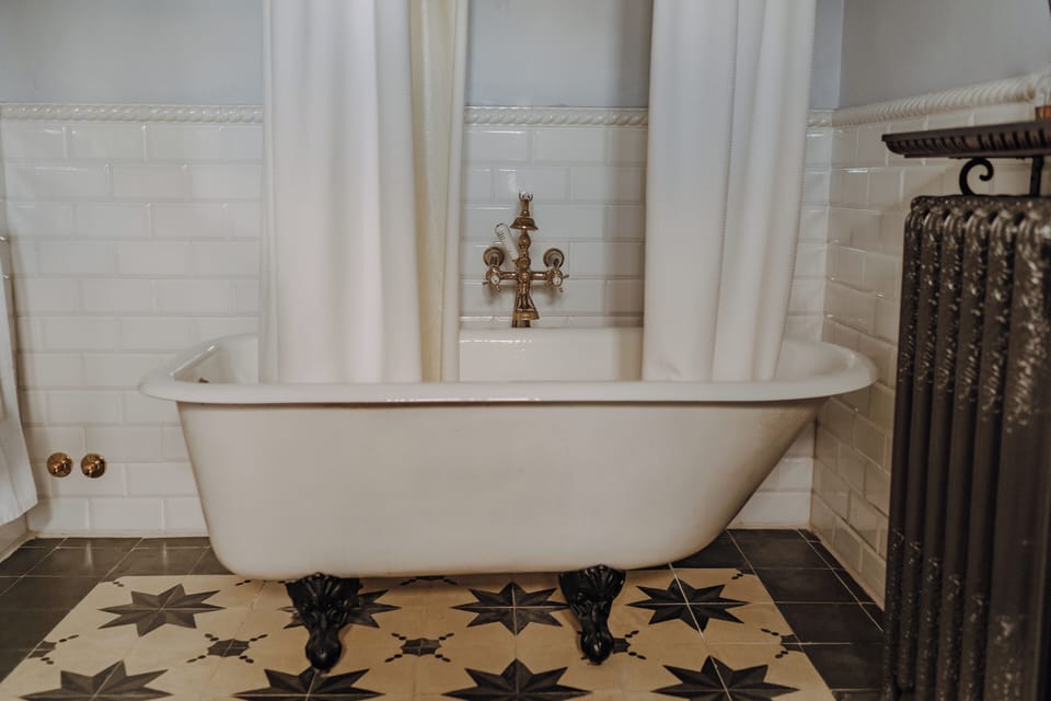 Standard Double Room, Balcony, Garden View | Bathroom | Separate tub and shower, deep soaking tub, rainfall showerhead