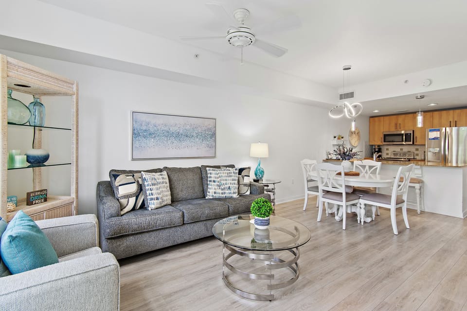 Open Living & Dining Space with Modern Coastal Decor