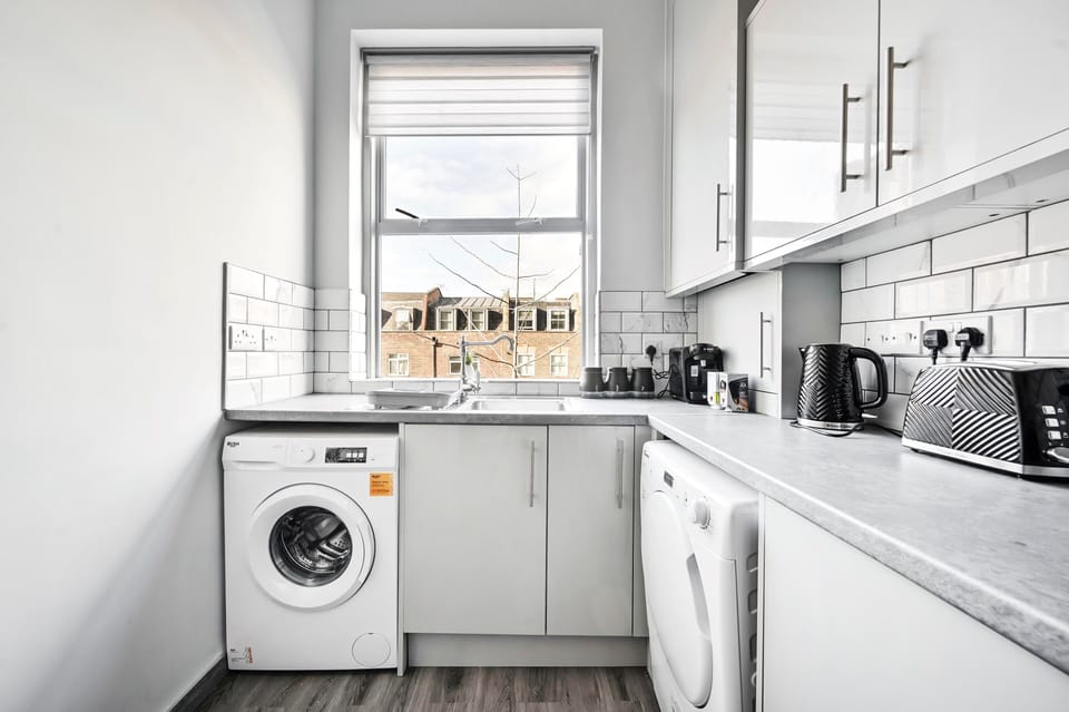 Fridge, microwave, oven, electric kettle