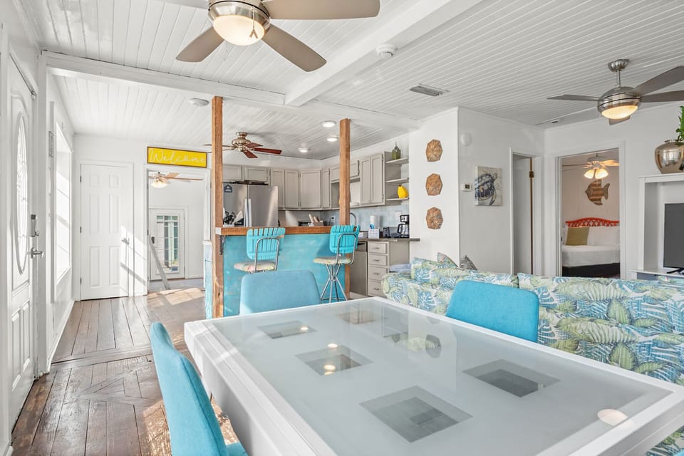 Open design features our sunny kitchen, dining, & living spaces.