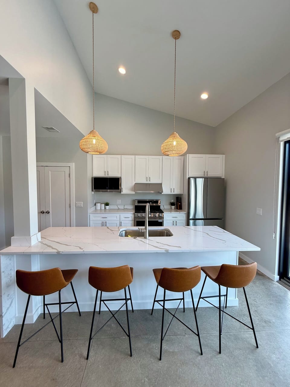Spacious and bright chef’s kitchen perfect for cooking and gathering together