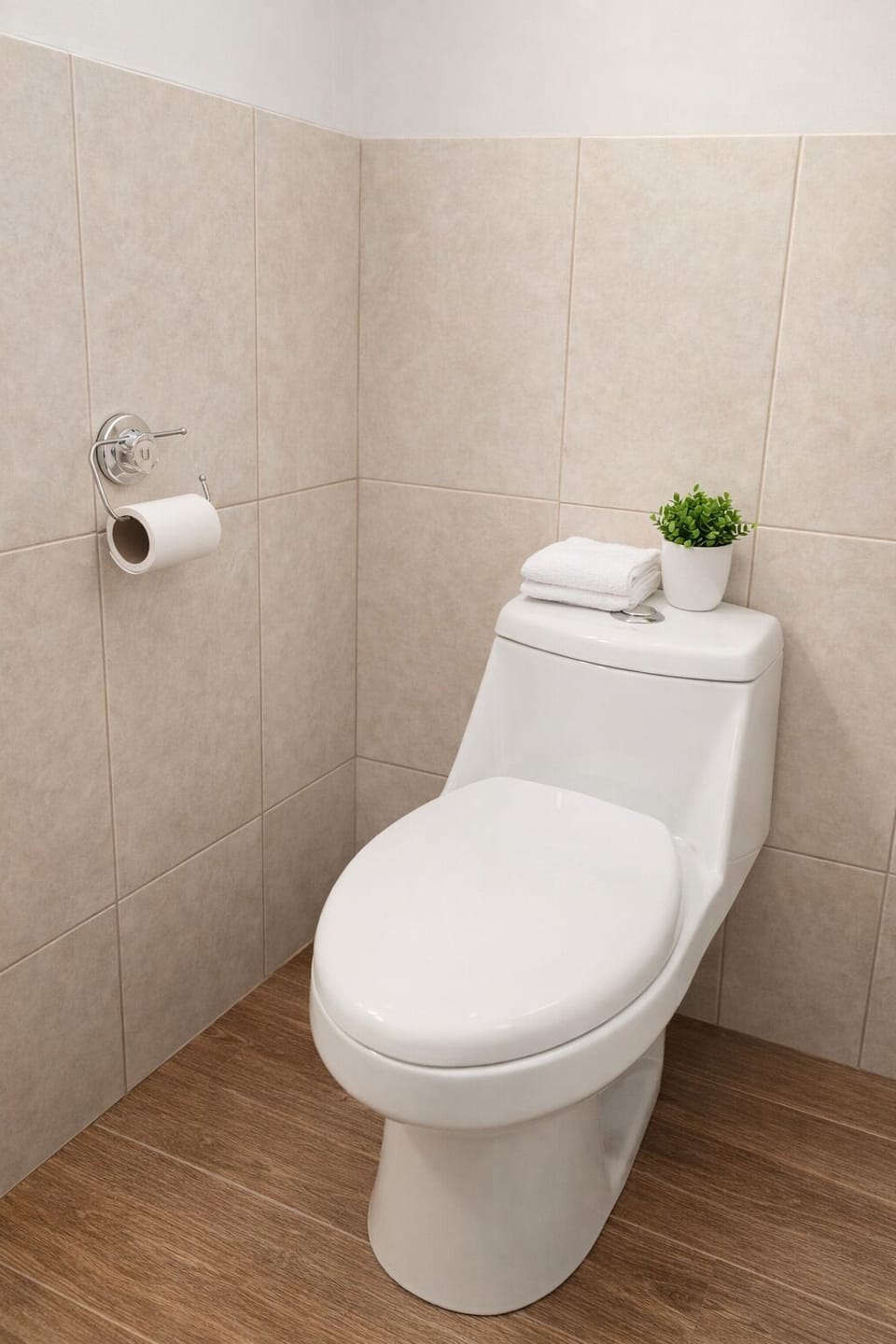 Shower, towels, soap, toilet paper