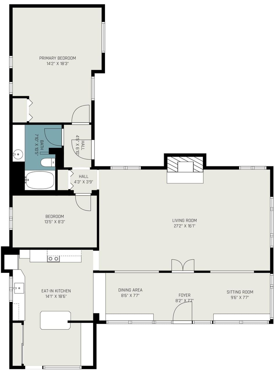 Spacious open-concept living and dining area with natural light