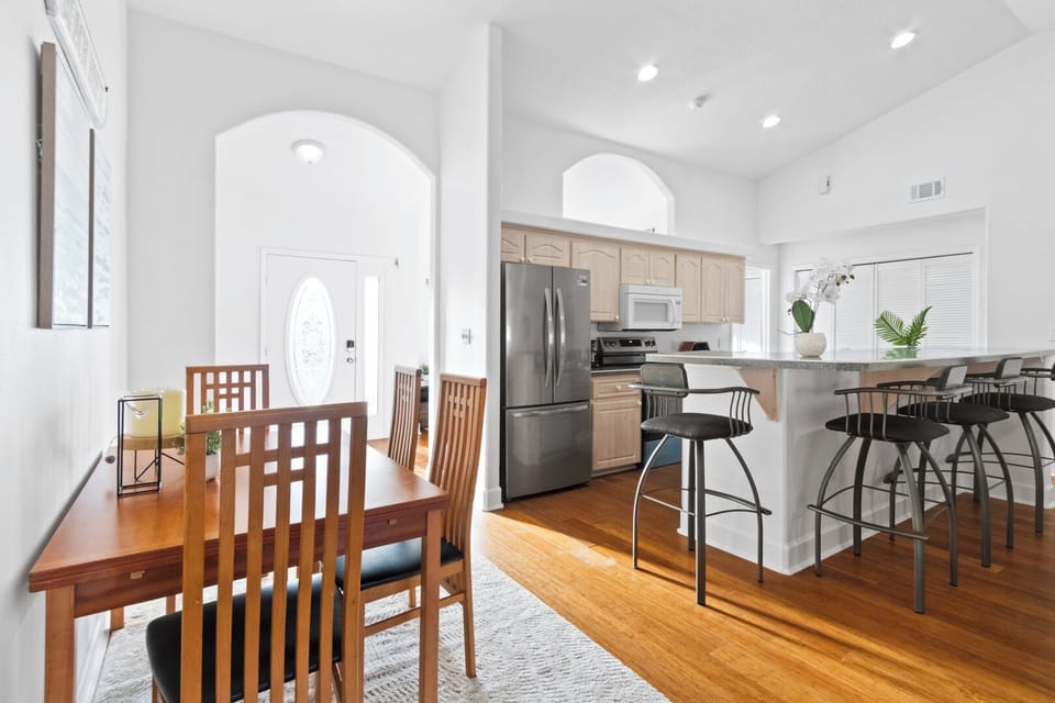 Dining table seats four