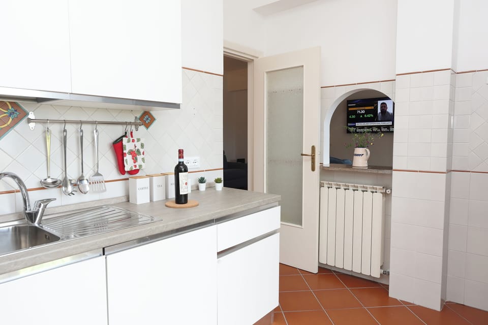 Panoramic Apartment, Sea View | Private kitchen | Fridge, oven, stovetop, espresso maker