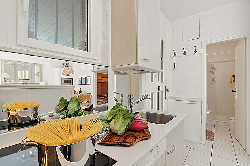 Family Apartment, 2 Bedrooms (Casa Viola garden - Losone) | Private kitchen | Fridge, oven, stovetop, dishwasher