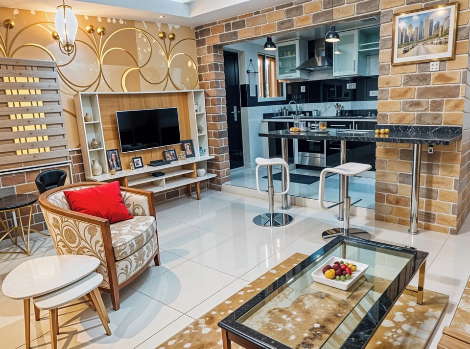 Deluxe Apartment, Balcony, City View | Living area