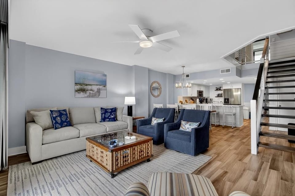 Oceanfront Living Room at 423 C Shipwatch Villa