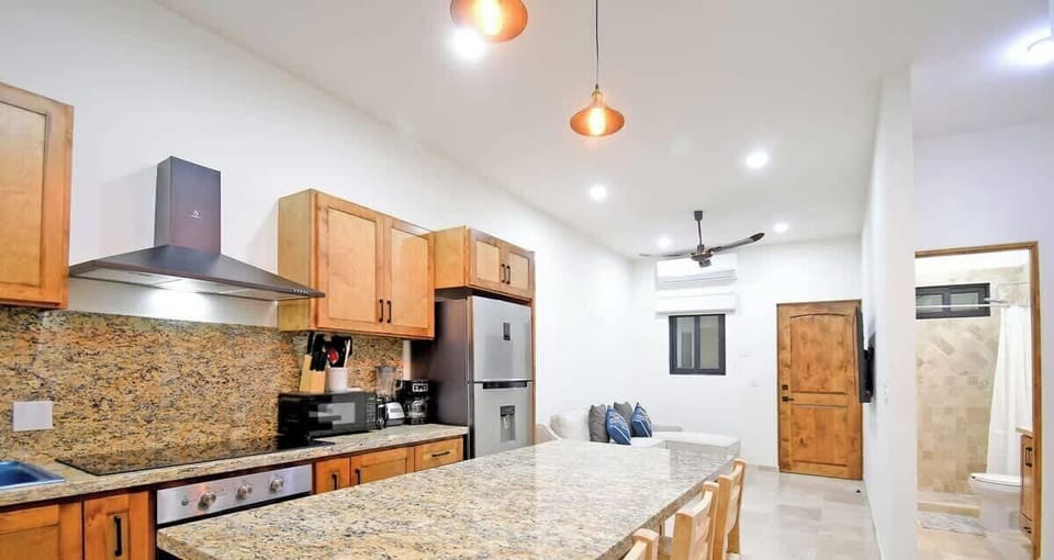 A well-equipped kitchen with the basics + a coffee maker to help get your day started!