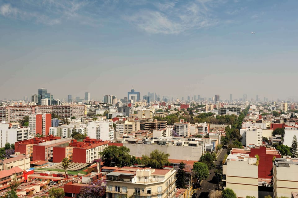 Wide view of the city skyline.
