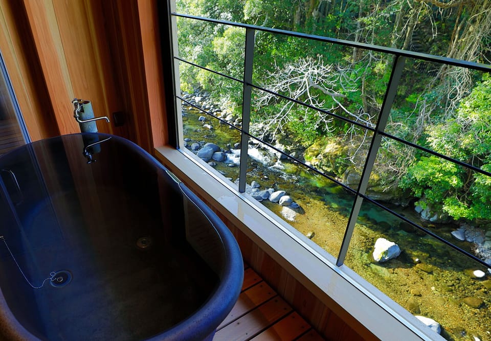 [KAWA-NO-NE] Japanese Style Open-air-bath Room , River view, Non Smoking | Bathroom | Free toiletries, hair dryer, slippers, bidet