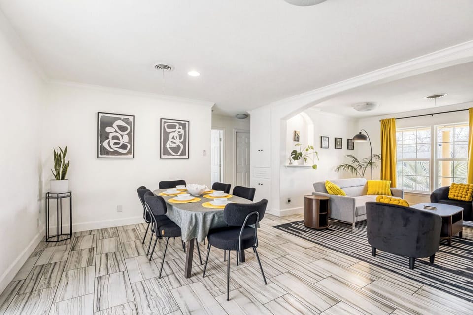 Open dining area overlooking the living room for easy conversation and entertaining