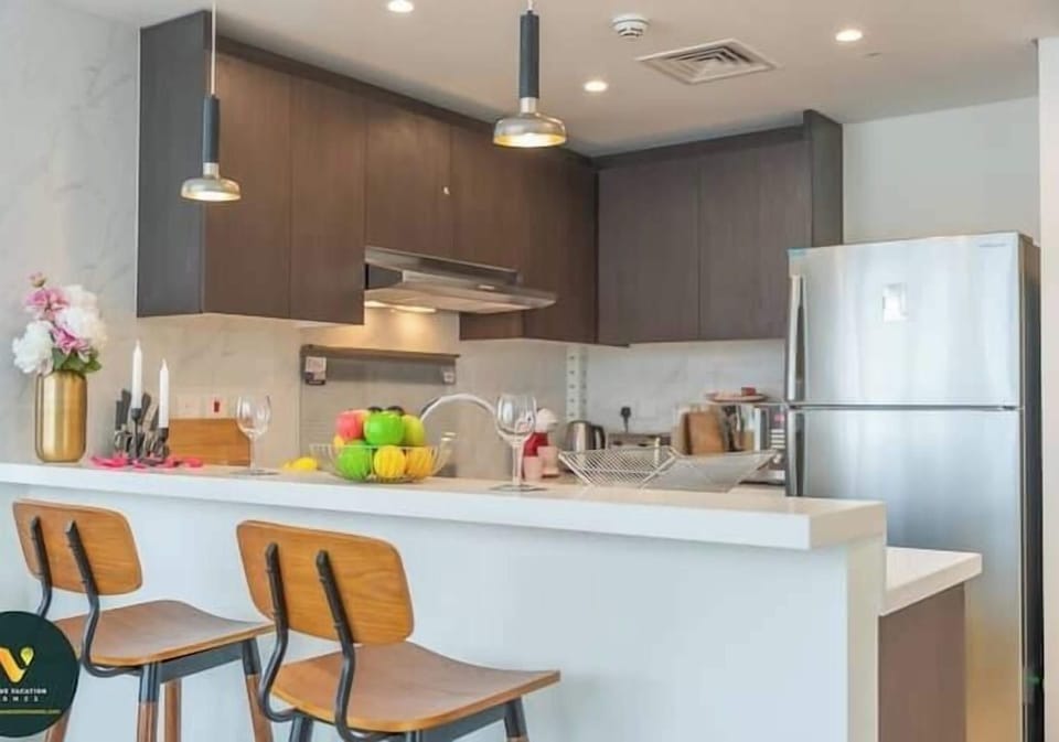 Luxury Apartment, Balcony, City View | Private kitchen | Full-size fridge, microwave, oven, stovetop