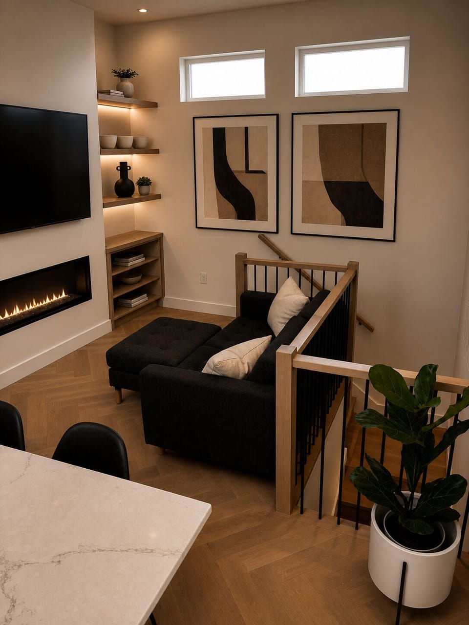 Living Room - Full TV with Cable and wifi for streaming Apps.
Gas fireplace.