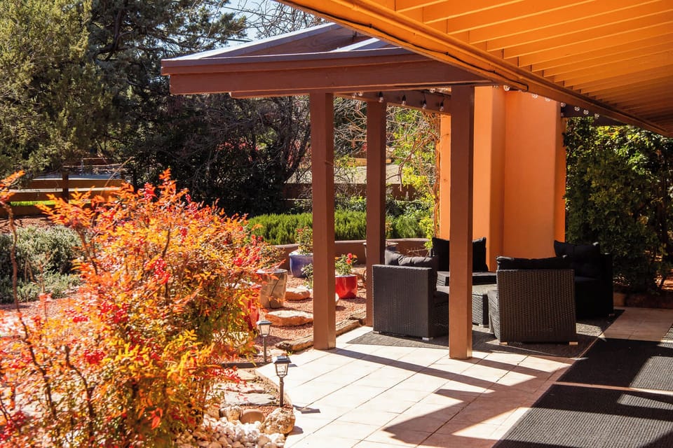 Covered patio for shaded outdoor relaxation