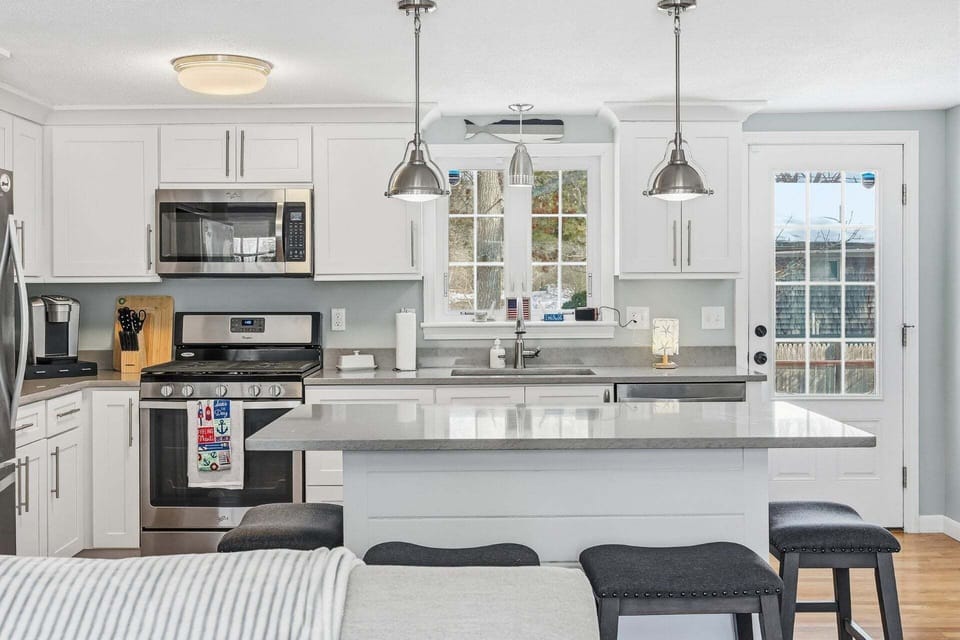 Kitchen with stainless steel appliances