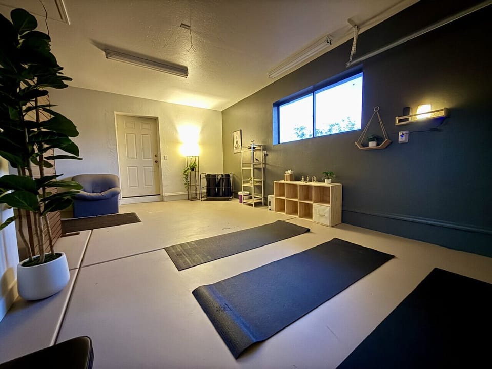 unwind in the yoga studio with provided mats