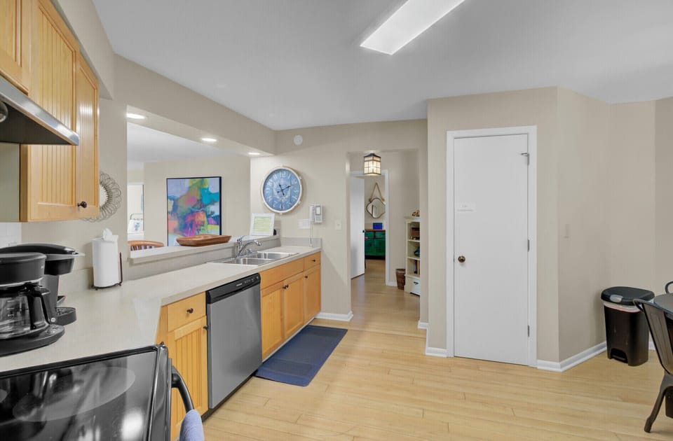 Spacious kitchen area.