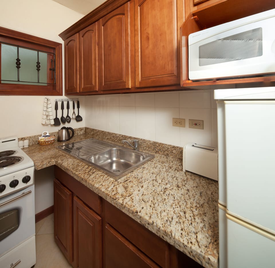 Mini-fridge, coffee/tea maker, electric kettle