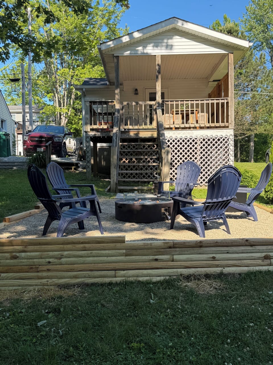 Gather around the fire pit after a day at the wineries, lakefront or SPIRE.