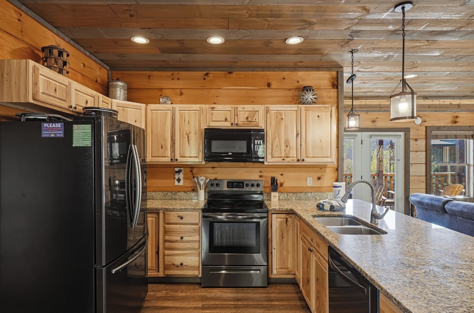 Fully equipped kitchen with modern appliances
