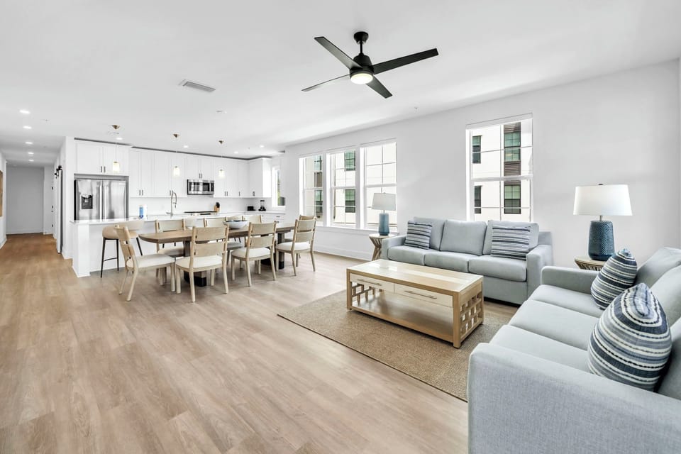 Open Concept Living, Dining, and Kitchen