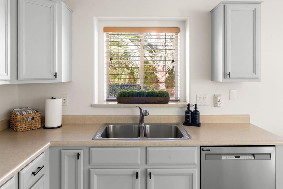 The kitchen is fully stocked with everything you should need to make gourmet meals in your home away from home.