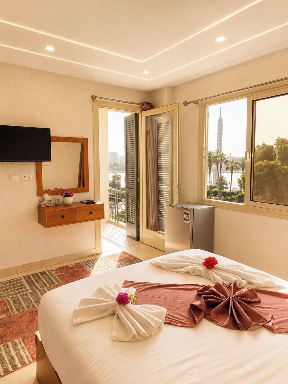 Deluxe Double or Twin Room, Balcony, River View | Egyptian cotton sheets, premium bedding, Select Comfort beds, minibar