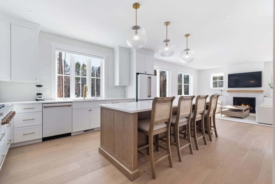 The open kitchen offers ample space & all the comforts of home​
