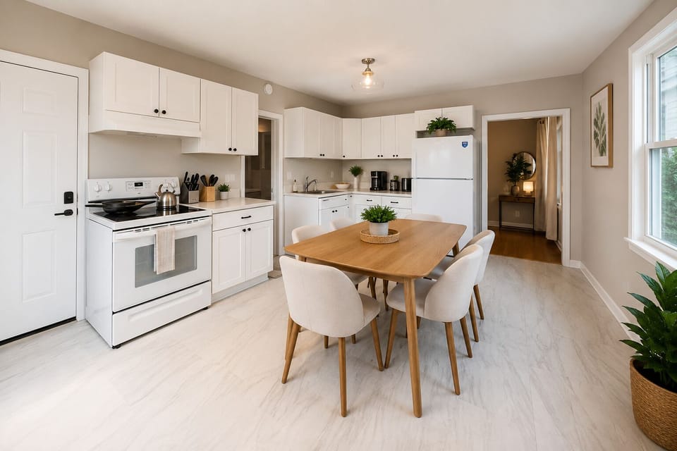 Open kitchen and dining area perfect for gatherings