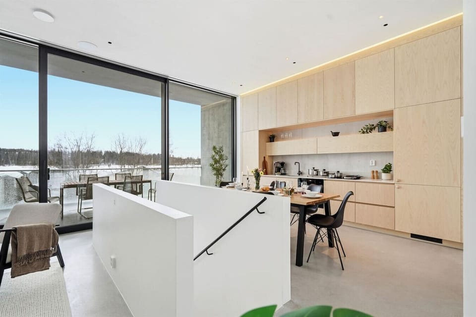 View from the living room to the kitchen