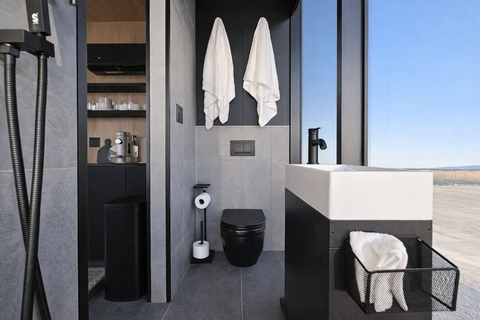 Shower, towels, soap, shampoo