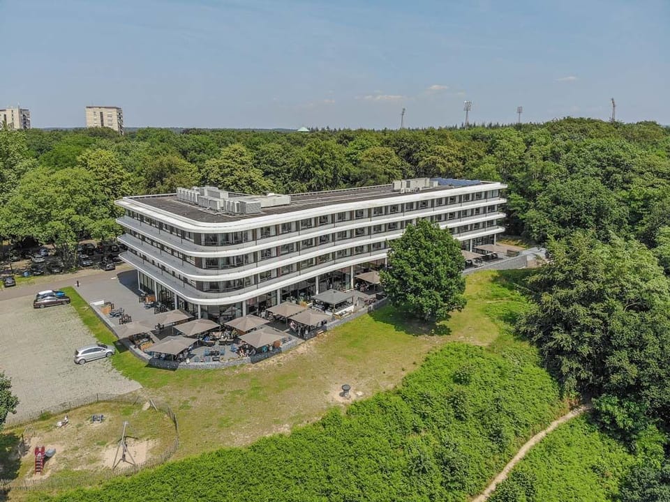 Soak in the serene woodland setting from above.