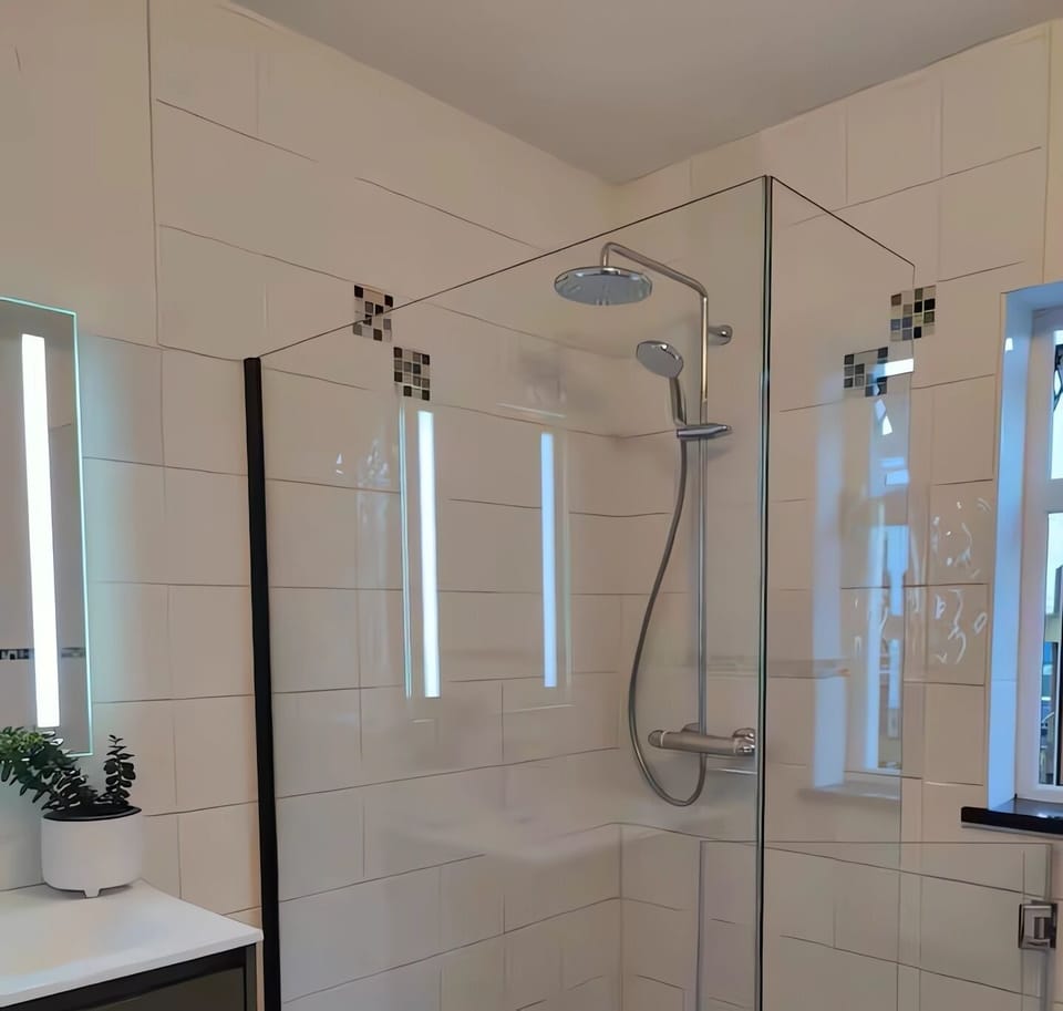 Ensuite bathroom with rainfall shower.