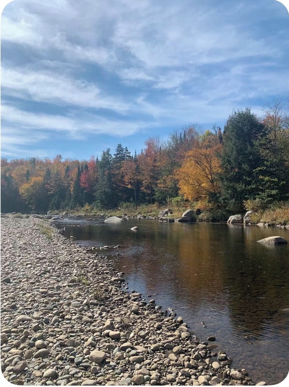 River runs across from the cabin. Access point is about a half mile walk
