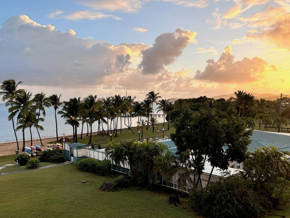 Balcony view at sunrise