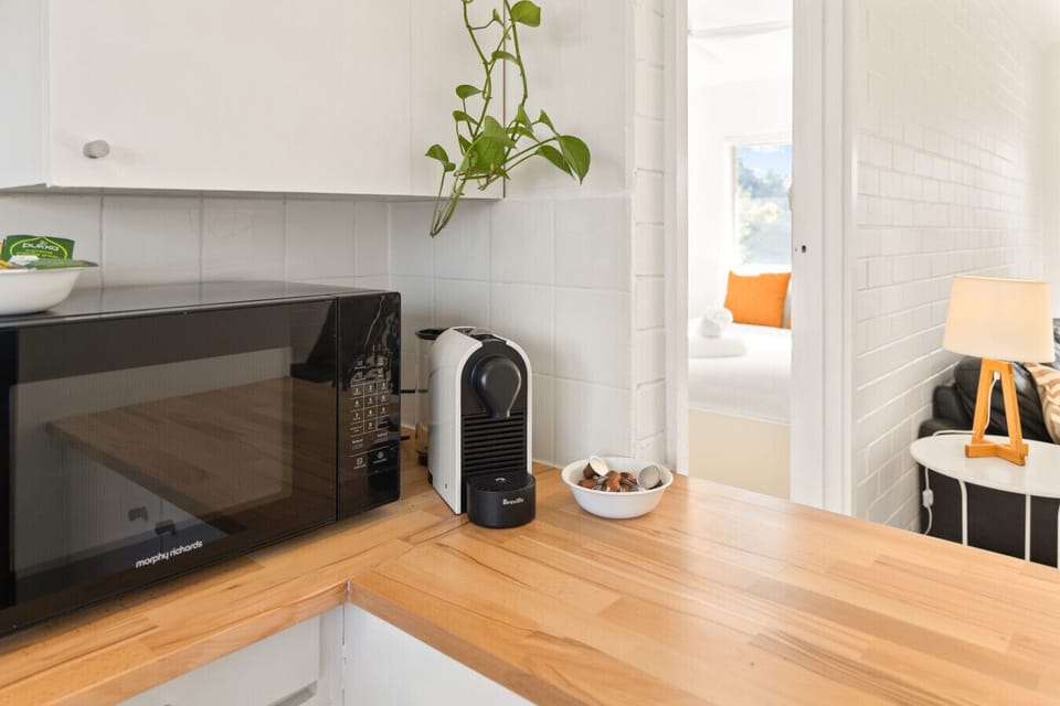 Fully equipped kitchen with coffee machine