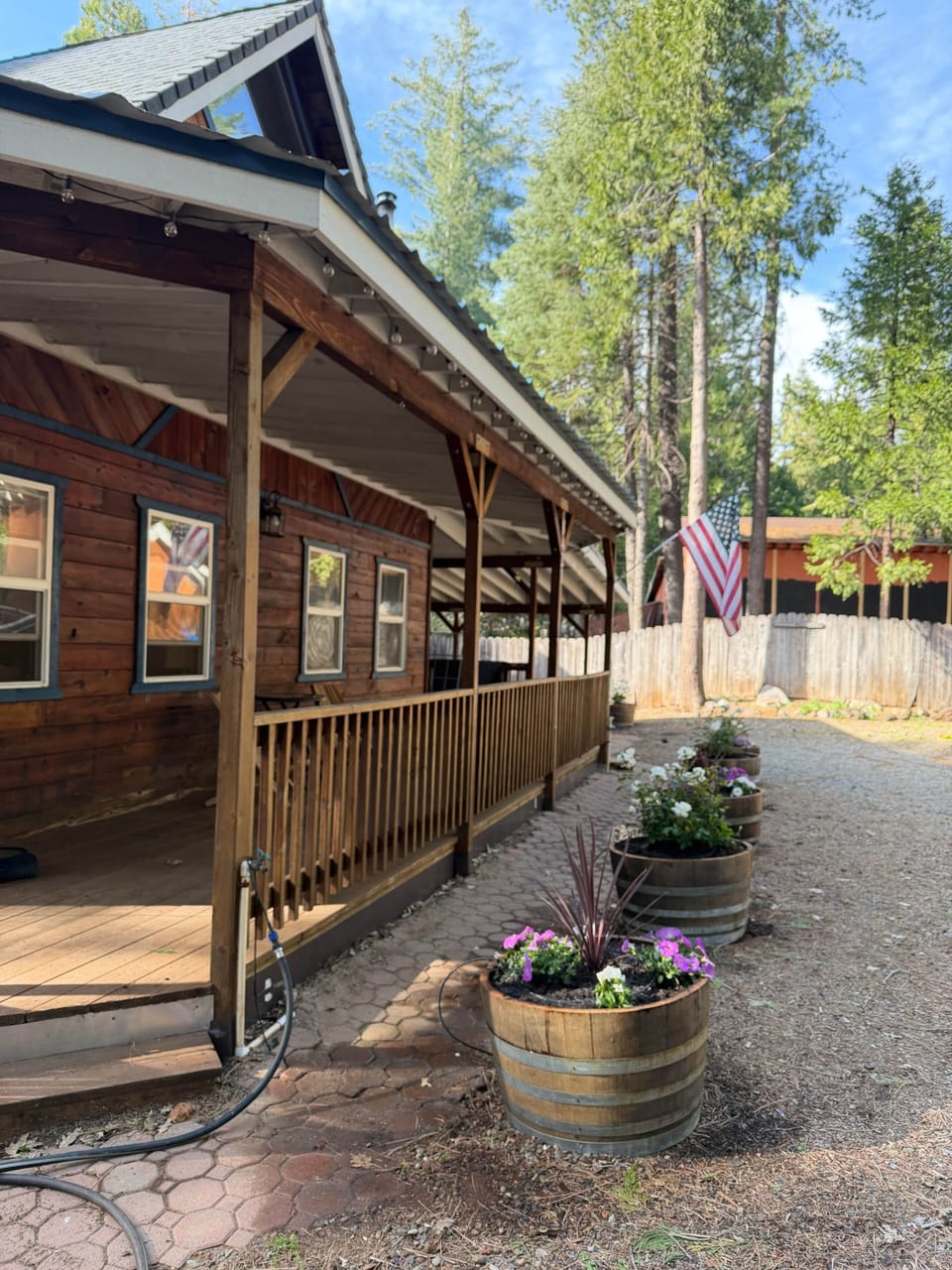 Front of house with flowers