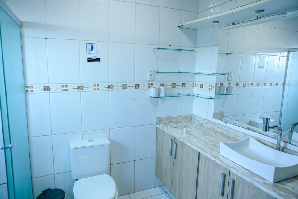 Shower, towels, soap, shampoo