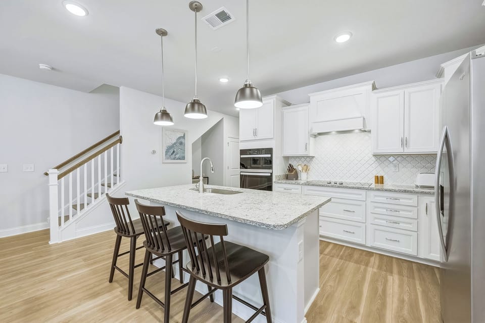 The kitchen comes fully stocked to make a quick treat or a full home-cooked meal