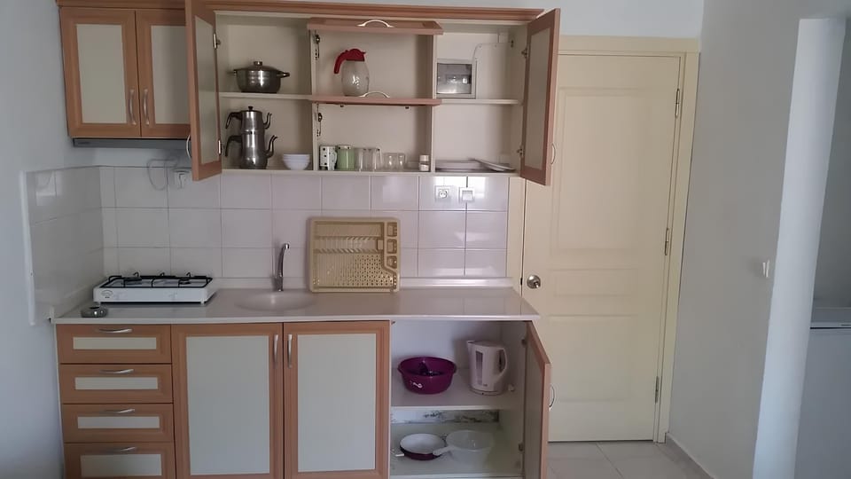 Standard Apartment | Private kitchen | Fridge, stovetop, cookware/dishes/utensils