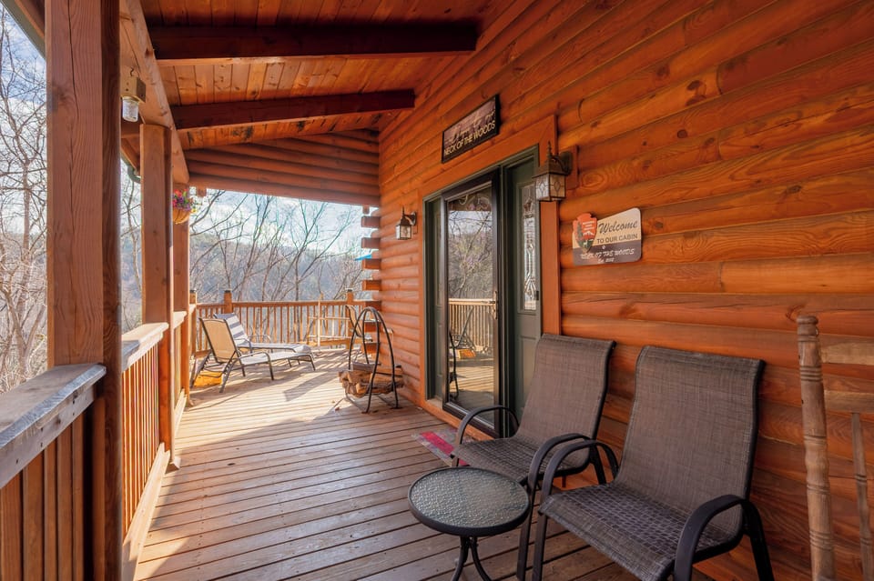 Covered deck with rocking chairs and a quiet spot to unwind