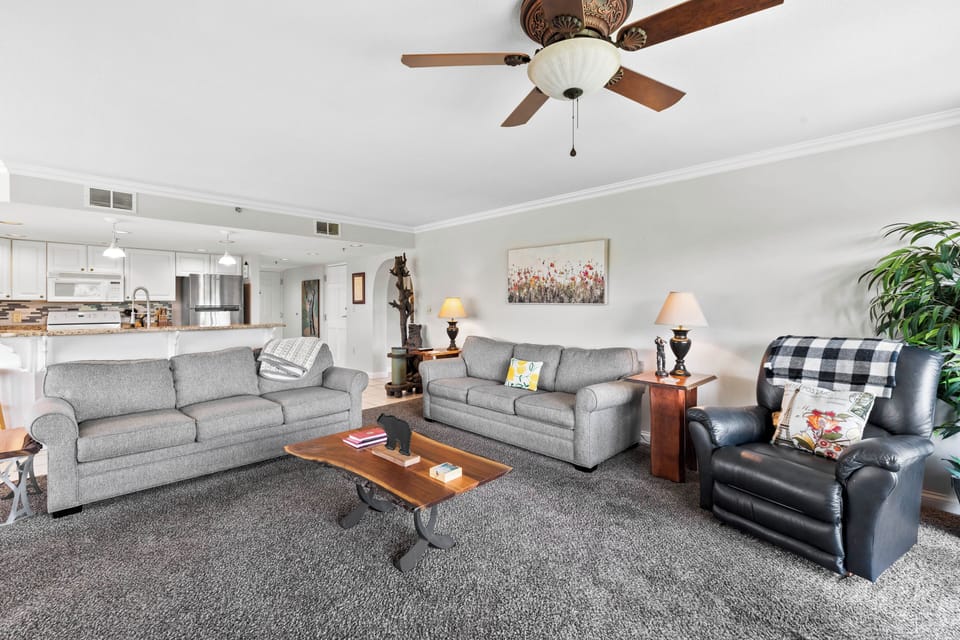 Family Condo, 2 Bedrooms, Balcony, Mountain View | Living room | 32-inch Smart TV with digital channels, fireplace