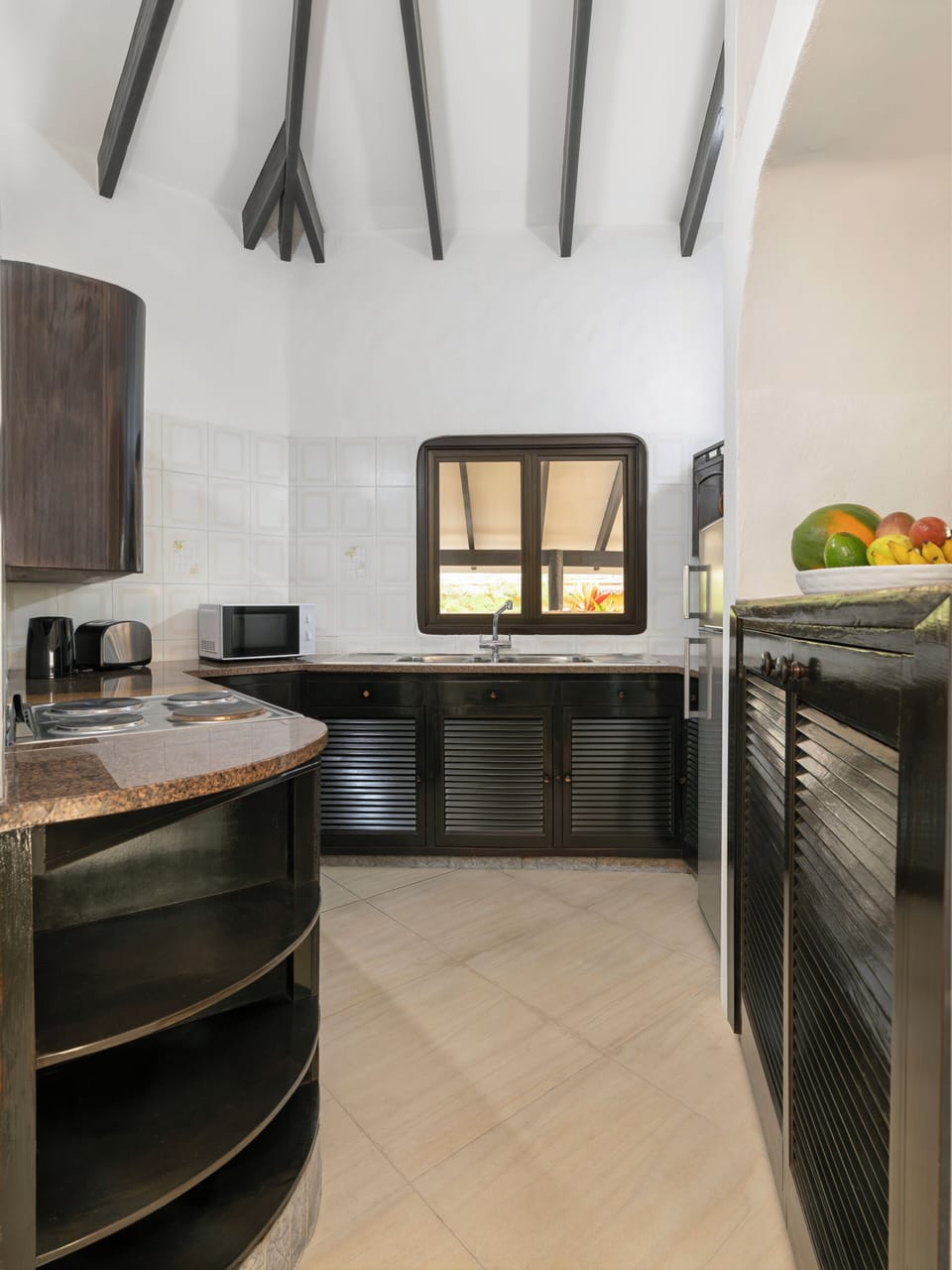 Villa | Private kitchen | Fridge, microwave, oven, stovetop