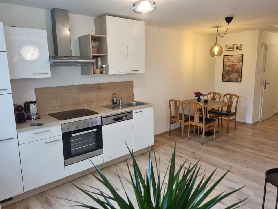 Apartment, 2 Queen Beds, Balcony | Private kitchen | Shared fridge, microwave, highchair