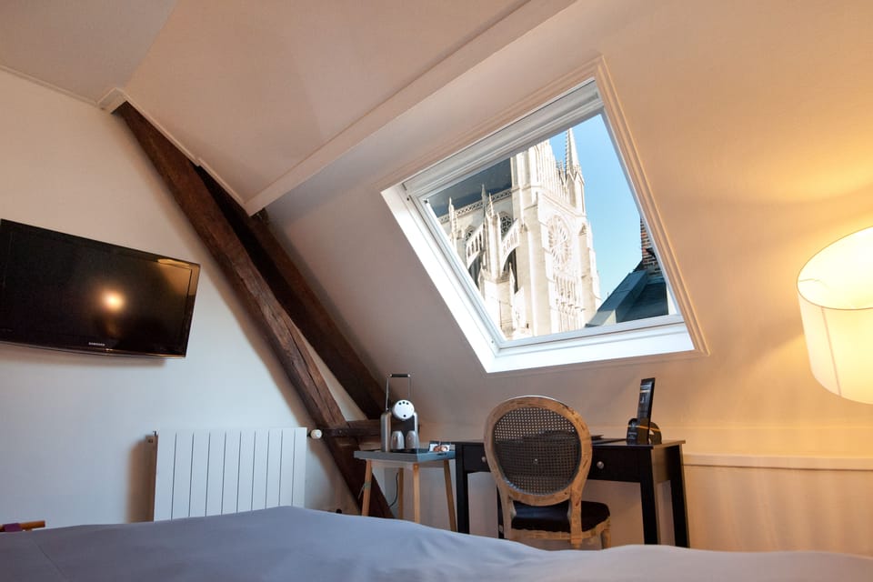 Double Room (Cathedral View) | Premium bedding, memory foam beds, desk, soundproofing